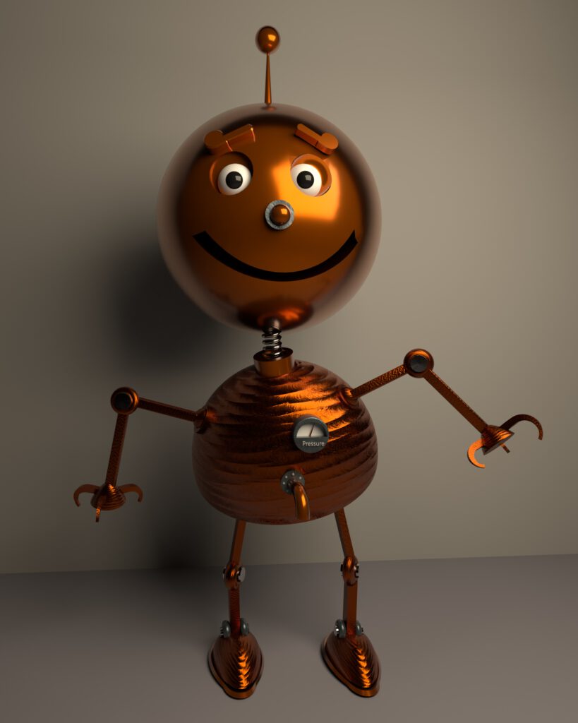 3D Modell eines orangenen Roboters